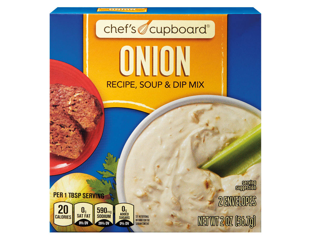 Chef's Cupboard Onion Recipe, Soup & Dip Mix, 2 oz